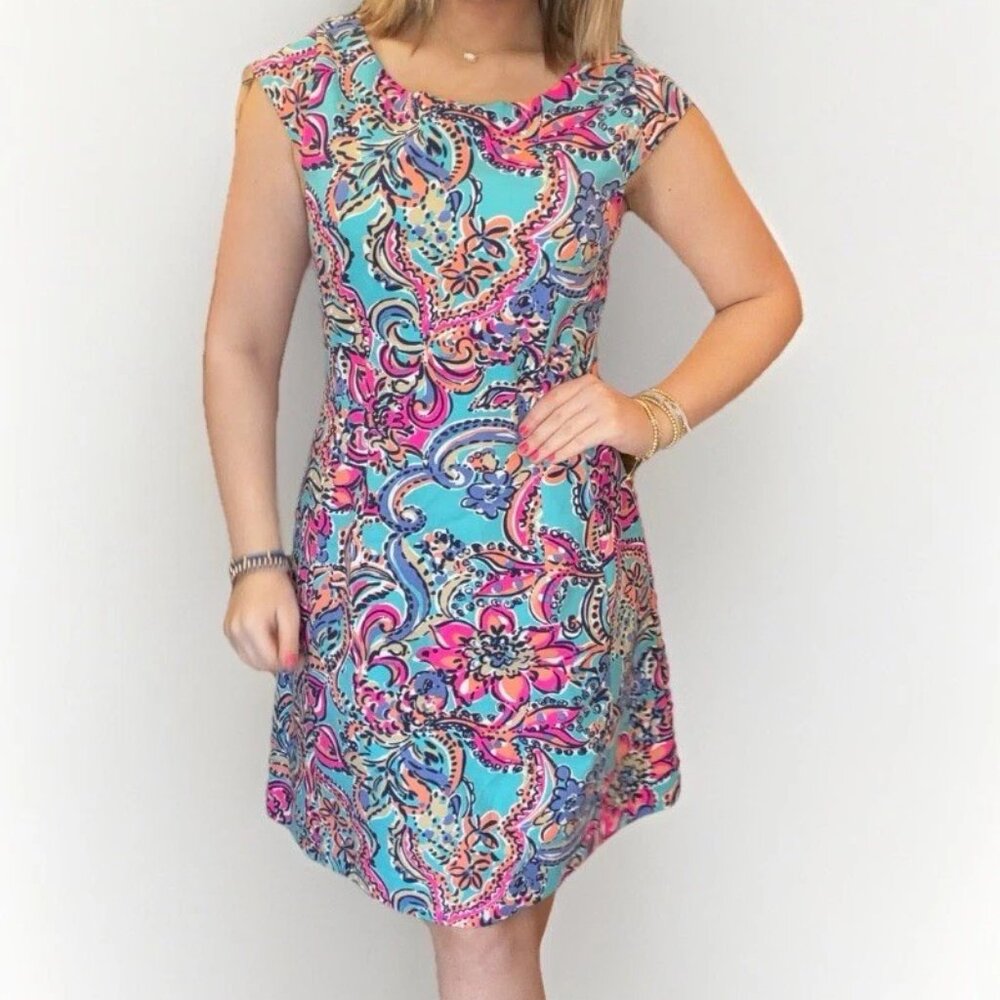 Lilly Pulitzer Briella Bait & Switch Dress Fit and Flare Aqua Size Medium NWT